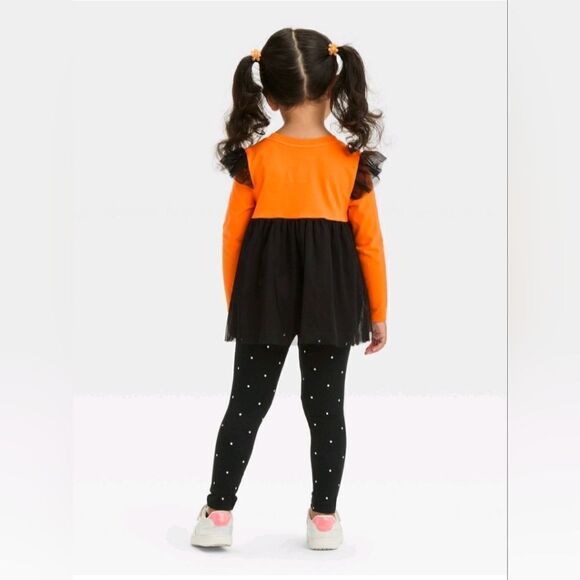 Nwt Cat & Jack Halloween Girl's Tulle Tutu Tunic and Leggings Outfit - Picture 2 of 8
